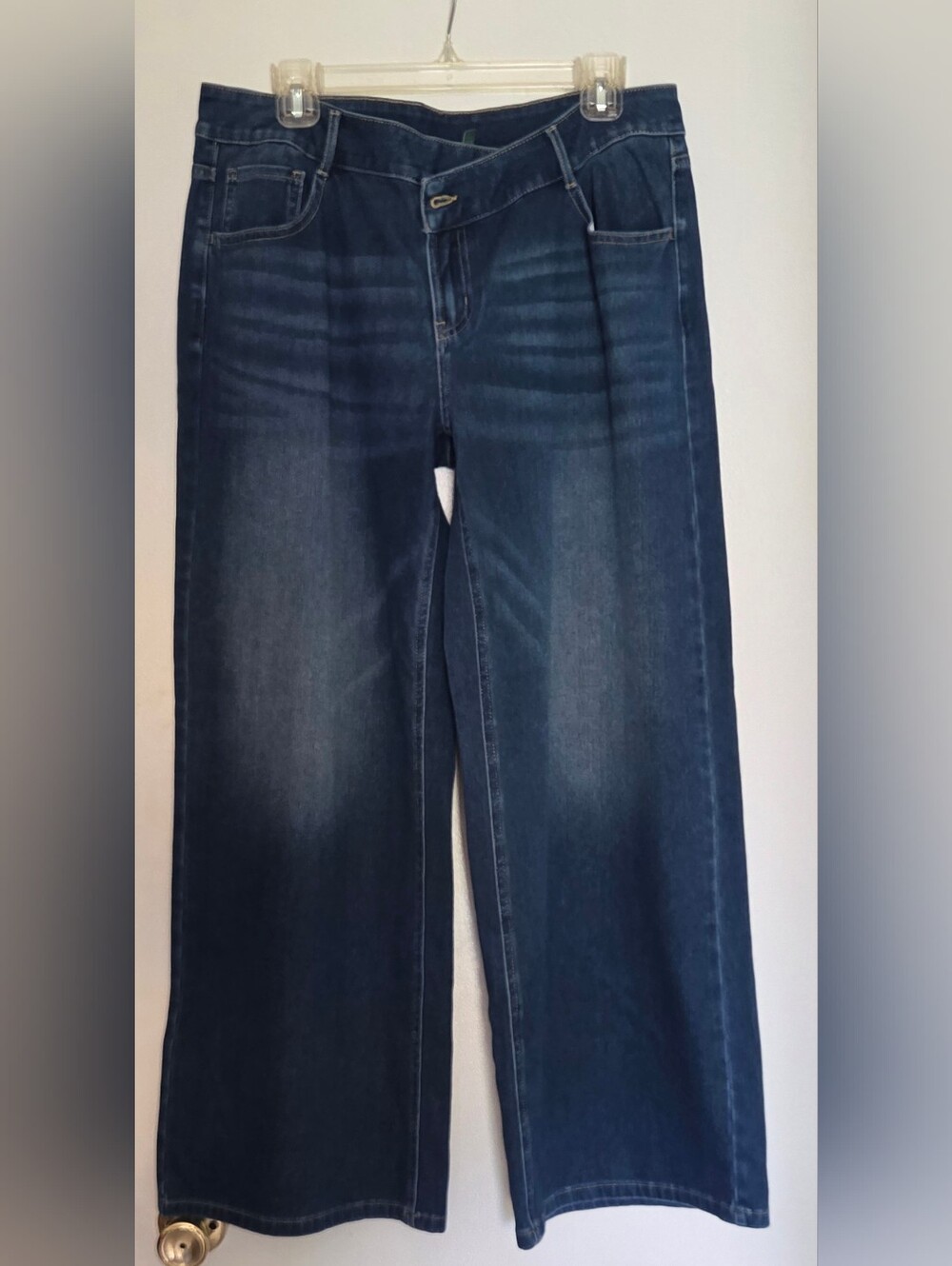 Halara Flex Denim, Wide-Leg, Low Rise Jeans in Paint Blue Color